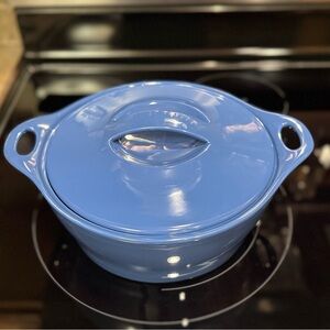 2.5 qt CorningWare Creations Stoneware Blue baking casserole dish w lid